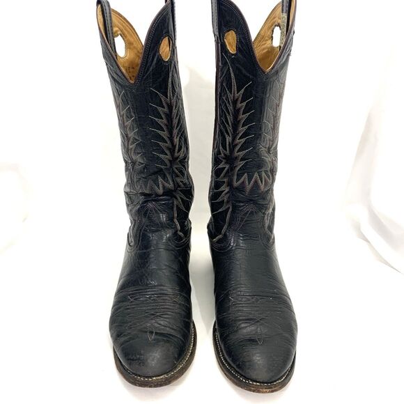Nocona Vintage Black Leather Western Cowboy Boots Size 8.5 D VINTAGE Nocona 13\ main image 4